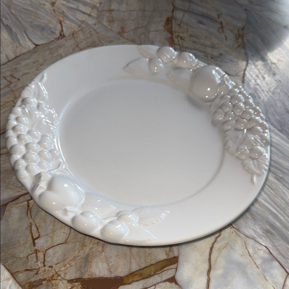 White Embossed Fruit Design‎ Plate